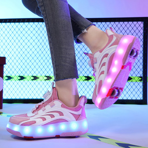 Childrens Roller Skates Breathable Led Light Up Shoes Outdoor Sports For Boys Girls Size 28 41 Mesh Plastic Wheels - Product Image 3