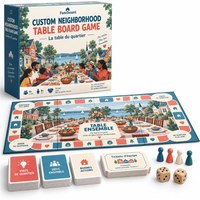Jeu de société coopératif Fancboard Custom Neighborhood Table |   Carton plié en quatre parties |   50 cartes-cadeaux |   Jouet éducatif pour enfants
