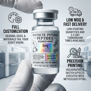 Étiquettes personnalisées brillantes/mates pour flacons de peptides, résistantes aux produits chimiques, pour expériences de laboratoire – Prix usine - Product Image 3