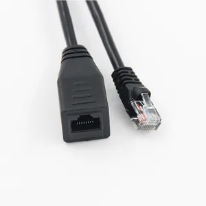 黑色Cat5 RJ45分离器适配器1至2双母以太网端口局域网电缆，用于计算机和路由器