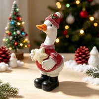 Figurine de canard en résine de Noël, style ferme, décoration de table, statue animale peinte à la main, pour cheminée, étagère, cadeau de Noël pour la maison
