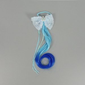 Cola de Caballo Ombre con Lazo de Tul, Lentejuelas, Cuentas y Cinta, Corona Elástica para el Cabello, Accesorios para el Cabello de Niñas para Disfraces de Princesa y Fiestas - Product Image 5