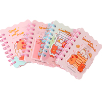 Carnet spirale A7, 80 feuilles, 80 g/m², couverture autocollante magique, bord ondulé, 4 motifs animaux, mini format de poche, papeterie étudiante, vente en gros