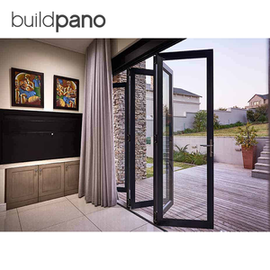 Porte coulissante pliante accordéon moderne en aluminium pour extérieur de villa, avec vitrage panoramique pour patio - Product Image 6
