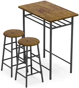 3 Pieces Bar Table Set, Modern Pub Table and Chairs Dining Set, Kitchen Counter Height Dining Table Set with 2 Bar Stools