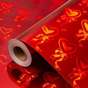Iridescent Pink Heart Pattern Metallized <b>Wrapping</b> <b>Paper</b> Roll Double-Sided Waterproof for Gift & Craft Offset Printing - Product Image 5