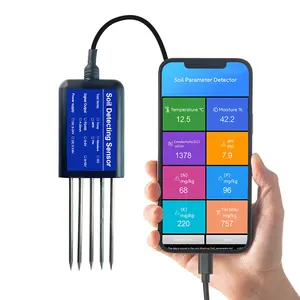 Terminal pembaca ponsel genggam Potable nyaman menggunakan Sensor penguji kelembaban nutrisi PH tanah yang terhubung melalui Port USB