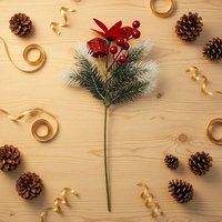Künstlicher Weihnachts-Kiefernzweig 36cm Schneebesetzte Kiefernzweige Rote Beeren Weihnachtsstern Weihnachtsbaum Kranz Blumendekoration