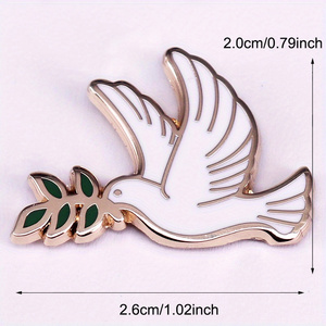 Colombe de la paix Branche d'olivier Broche en émail Broche en alliage Animal Colombe Badge avec technologie de placage pour les fêtes et les fiançailles - Product Image 6