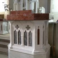 BLVE Personnalisé Moderne Style Européen Religieux Pierre Pape Discours Podium Marbre Église Chaire Autel