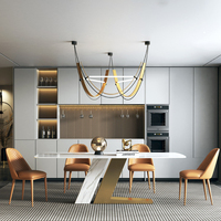 Table à manger et chaise en acier inoxydable minimaliste de luxe léger de style italien