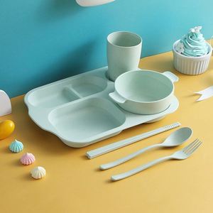 Best Selling Kids 6Pcs Wheat Straw <b>Dinner</b> Plate Biodegradable Material Dinnerware <b>Set</b> for Children With Custom Logo - Product Image 5