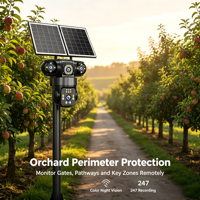 Caméra CMOS solaire 4G à 4 canaux avec quatre objectifs, détection et suivi automatiques, stockage sur carte TF et cloud, vision nocturne couleur extérieure
