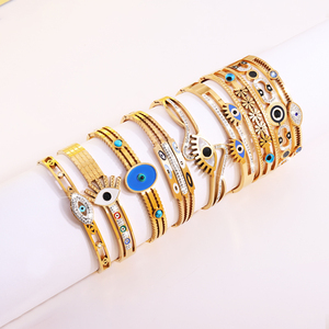 Bracciale da donna in acciaio inossidabile placcato oro anti-sbiadimento con occhio di diavolo, nuova moda 2026, braccialetti in acciaio al titanio anti-sbiadimento - Product Image 3