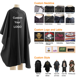 Mantella da Barbiere <span class=keywords><strong>Unisex</strong></span> di Alta Qualità con Logo Personalizzato, Impermeabile, Regolabile con Chiusura a Scatto per <span class=keywords><strong>Parrucchieri</strong></span> e Stilisti - Product Image 2