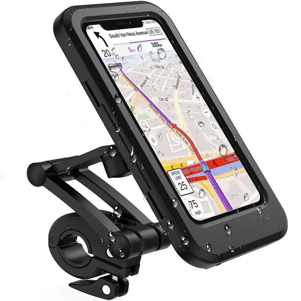 Waterproof Bike Phone Mount Cell Phone Holder for Motorcycle Handlebars 360 Adjustable Universal Motorcycle Touchable Bag