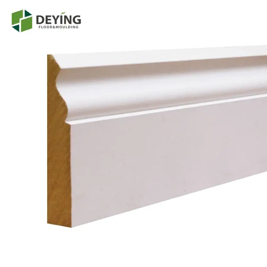 White Primed Decorative Wooden Wall Protection Baseboard molding