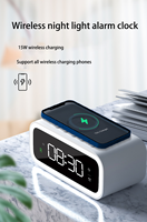 Draagbare 15W Snel Draadloos Opladen Led-Display Met Type-C Verbinding Wekker Tijd Mobiele Telefoon Oplader