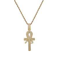 Bijoux en gros AAA CZ bijoux en or l'oeil d'horus ankh croix pendentif collier