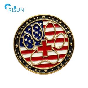 Заводская подгонка 3D эмаль американский флаг красный крест памятные монеты вызов на заказ Американский Красный Крест Вызов Монета - Product Image 6