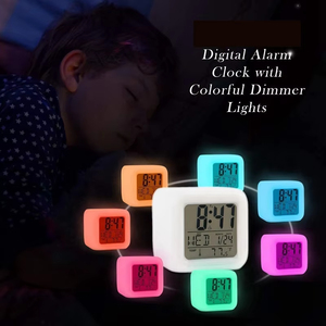 Wholesale Colorful LED Alarm Clock with Night Light Square Silent Digital & Analog Small <b>Electronic</b> - Product Image 2