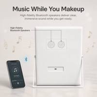 Espejo de Maquillaje con Iluminación Holly Wood, 3 Modos de Color, Control Táctil Inteligente, Espejo LED Recargable para Escritorio