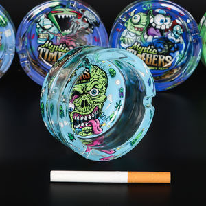 Marque 85mm rond cendrier en verre impression 3d personnalisé horreur Logo hôtel dessin animé cendrier pas cher - Product Image 6