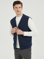 Gilet cardigan haut de gamme en coton gaufré épais 360g, col en V boutonné, lavable en machine, traitement anti-plis, décontracté