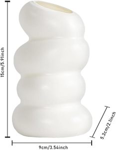 Vase en céramique blanc de style nordique simple, décoration moderne et créative pour salon, vase en forme de beignet, ornements pour la maison - Product Image 2