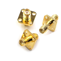 Suministro de fábrica, 50 ohmios, SMA hembra a SMA hembra, conector hembra de brida de 4 orificios de montaje en Panel, adaptadores coaxiales RF, conectores convertidores