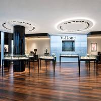 Vitrine d'exposition intérieure pour bijouterie de luxe sur mesure, vitrine à bijoux en verre trempé haut de gamme, mobilier de magasin commercial