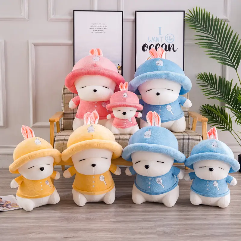 YWMX boneka mainan 30cm kartun mewah MashiMaro dengan topi nakal tokoh kelinci kecil lucu hadiah ulang tahun anak-anak grosir