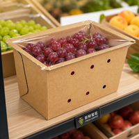 Boîte à baies en papier alimentaire perforée sur mesure, boîte à fond profond thermoscellable en carton kraft blanc pour emballage de produits, OEM