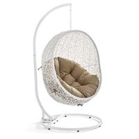 Fauteuil suspendu en rotin avec coussin de siège - Structure en acier allié pliable - Utilisation en extérieur et en intérieur