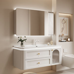 Ensemble de meubles de salle de bain modernes sur mesure avec vasque, miroir, armoire murale en panneau mélaminé résistant à l'eau pour hôtel et appartement - Product Image 4