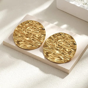 Boucles d'oreilles rondes pour femmes avec incrustation de zircon scintillant, plaqué or PVD, acier inoxydable 304, bijoux de mode hypoallergéniques - Product Image 3