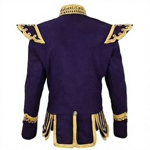 Men's Scottish Woolen Uniform <b>Blazer</b> Stand Purple <b>Gold</b> Braid Embroidered Band Waterproof Windproof Performance Doublet Jacket - Product Image 2