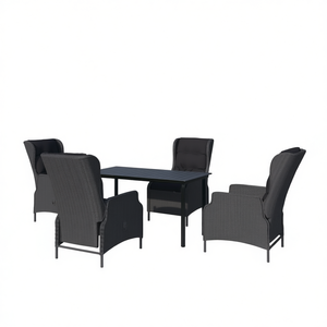 Set da Pranzo da Giardino Grigio Scuro per 4 Persone, Mobili da Esterno in Rattan Resistenti alle Intemperie, Design Contemporaneo - Product Image 1