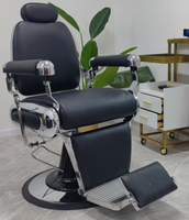 Chaise de Salon de Beauté Portable, Chaise de Barbier Noire, Pivotante à 360°, en Cuir, Réglable en Hauteur, Chaise de Coiffure en Métal Doré
