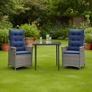 Set da Pranzo da Giardino in Polyrattan Grigio con Braccioli Regolabili, 2 Posti, Arredamento da Esterno dal Design Contemporaneo - Product Image 2