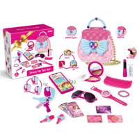 Jouets de maquillage en plastique avec lumière clignotante et sons, accessoires de beauté pour filles, sac de mode