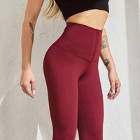 Pantalones Transpirables de Nylon y Spandex con Diseño de Cuadros, Faja Reductora de Cintura Alta para Mujer, Marca Personalizada OEM ODM, 220g