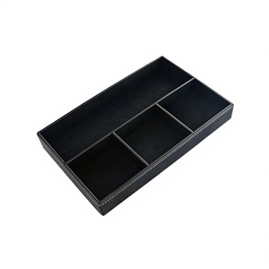 Boîte de rangement de bureau multifonctionnelle en cuir PU durable et résistante aux rayures pour accessoires de rangement à domicile et au bureau - Product Image 2