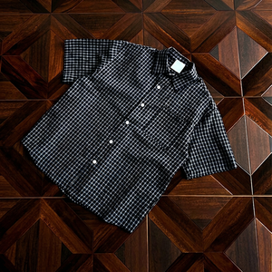 Camisa de Franela Personalizada para Hombre, Estilo Japonés Retro, con Bloques de Color, Transpirable, Bordada, con Cuello Camisero y un Solo Botón - Product Image 1