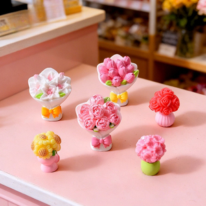 Accesorios de Resina con Forma de <span class=keywords><strong>Corazón</strong></span> de Niña Dulce, Rosas y Tulipanes, Adornos de Escritorio para Manualidades, Decoración de Tienda de Flores para Casa de Muñecas - Product Image 3