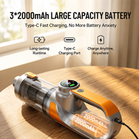 Aspirateur à main amélioré 18000Pa, sans fil, rechargeable, 6000mAh, avec brosse d'extension pour sols, pour le nettoyage domestique