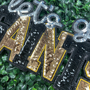 ホットセール 西部の試合日 スパンコール刺繍入り「Let's Go Saints」アイロン接着パッチ フットボール 野球 スパンコールパッチ - Product Image 3