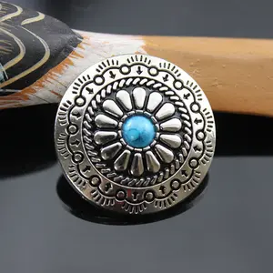 Hot Selling Wholesale 30mm Custom Turquoise Diy Manufacturer Metal Conchos For Jeans Leather Bag