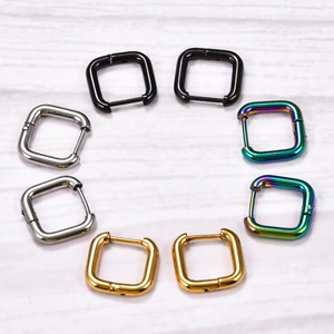 Boucles d'oreilles carrées en acier inoxydable, crochets d'oreilles plaqués or, apprêts pour créations de bijoux pour femmes, vente en gros - Product Image 1