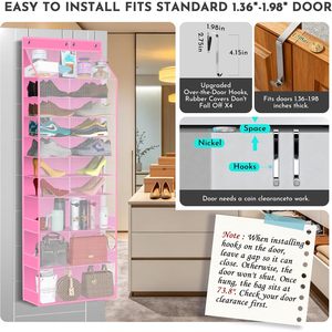 Over The Door Organizer 11 Pockets <b>Shoe</b> Rack With <b>Hook</b> Type Installation For Behind Doors And Walls Multifunctional Storage - Product Image 5